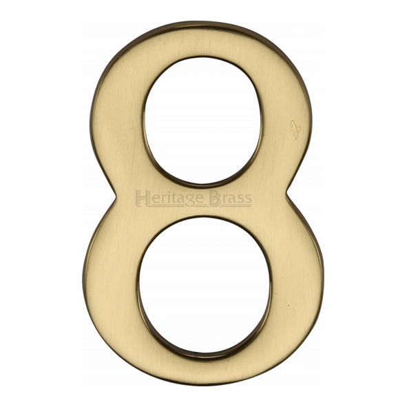 C1568 8-PB • 51mm • Polished Brass • Heritage Brass Self Adhesive Numeral 8